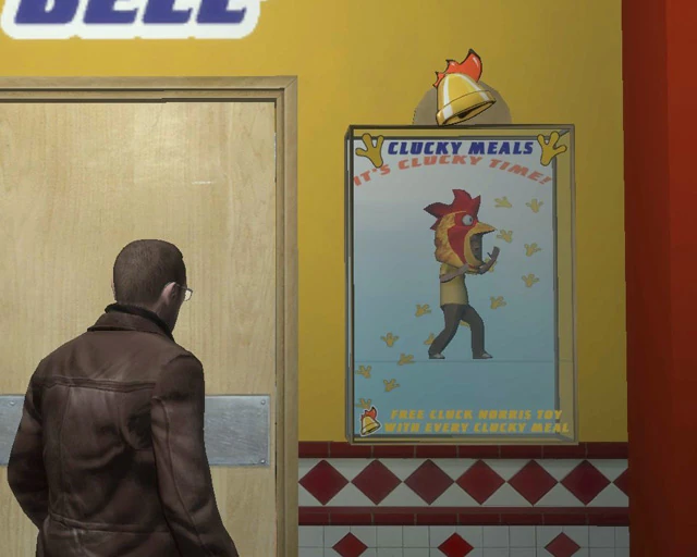Cluck Norris in the wild, original Cluckin’ Bell game artwork